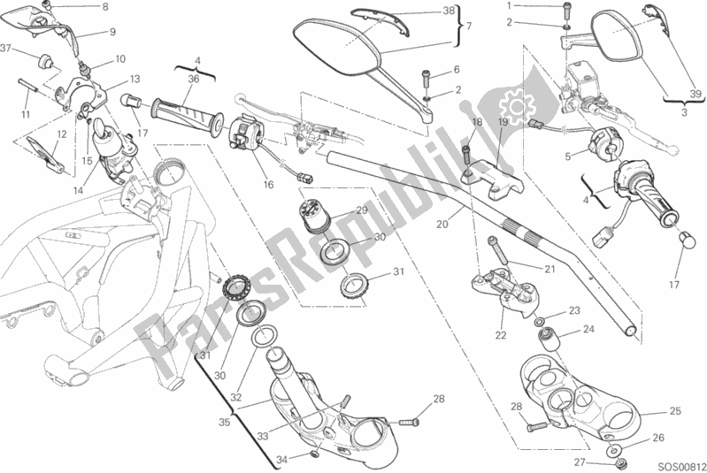 Toutes les pièces pour le Guidon Et Commandes du Ducati Monster 821 AUS 2017